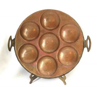 Antique Copper Tin Lined Baking Pan Mold Jello Gelatin Muffin Biscuit