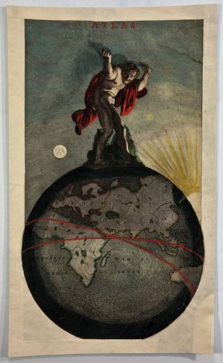Hand Colored Copper Engraved Title Page - " Atlas " By De Wit In C1670
