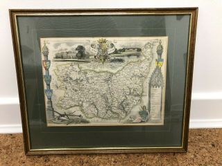 Framed Antique Map Of Suffolk By Thomas Moule 1840s