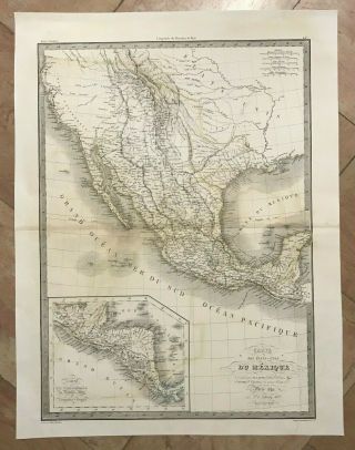 Mexico - Republic Of Texas 1842 By Lapie Xixe Century Large Antique Map