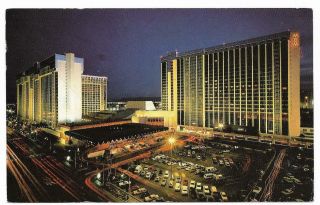 Vintage Nevada Chrome Postcard Las Vegas Mgm Grand Hotel Night View Strip