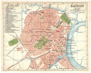 Antique 1920 Rare Map Of Saigon (hồ Chí Minh City),  Vietnam
