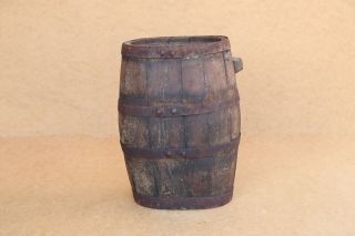 Old Antique Primitive Wooden Wood Barrel Keg Cask Canteen Wine Rustic 19th