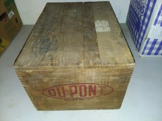 Antique Wooden Dupont Explosive Dynamite Box Vintage Dovetail Wood Crate