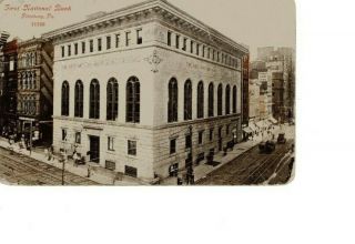 Vintage Postcard " First National Bank " Pittsburg Pa 1139