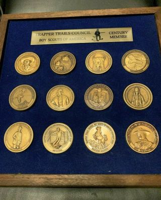 Bsa Trapper Trails Council Century Members Club Coin Complete Set Of 12 In Case
