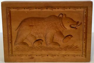 Antique Hand Carved Wood Bear Springerle Mold.