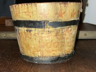 19th Century Early Antique Primitive Childs Small Wood Bucket Aafa