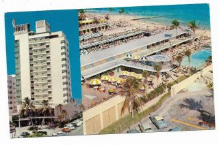 Vintage Florida Chrome Postcard Miami Beach Shelborne Hotel Multi Views Pool