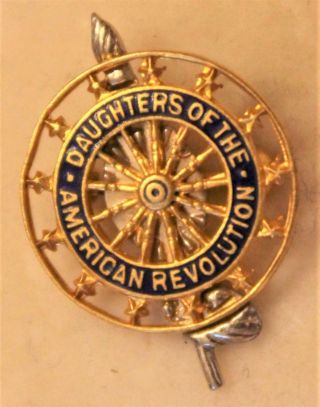 Antique 14k Gold Daughters Of The American Revolution Dar Pin Orig Box,  405792,
