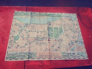 Rare 1930 Boston Elevated Railway Detailed Map