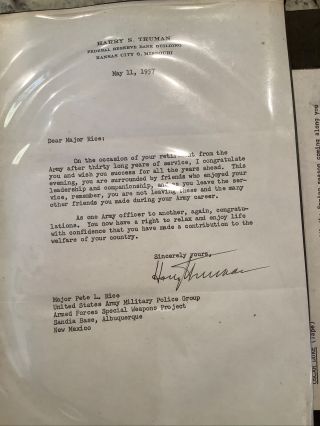 Harry S.  Truman 1957 Typed Letter Signed -