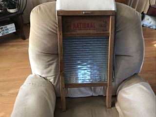 Vintage Antique Old Ribbed Glass Washboard 24 " National 860