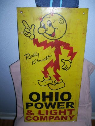 Old Vintage Tin Metal Reddy Kilowater Electric Power Light Sign