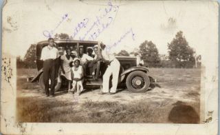 Vintage Photo African American Group Of Young Cool Friends In Old Car Memphis