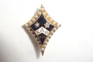 1941 Kappa Alpha Theta Sorority 10k Gold Diamond Pearls Pin Beta Sigma Chapter
