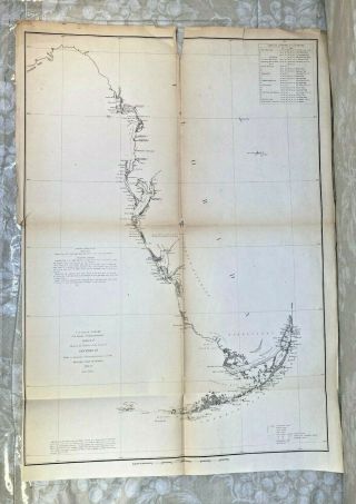1852 Western Coast Of Florida Map Done By Us Coast Survey Unframed