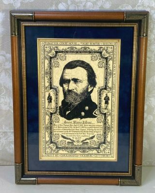 Signed Print Of Civil War General Ulysses S Grant By Larry Mclean Framed/matted