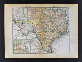 1884 Mcnally Map Texas Dallas Austin Houston San Antonio El Paso Galveston Tx