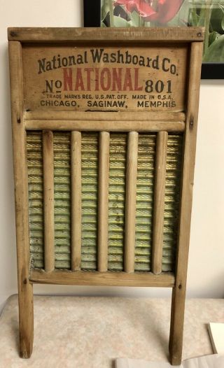 Vintage National Washboard Co.  No.  801 Brass King Top Notch Made In Usa