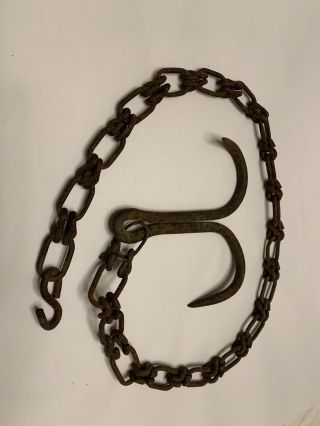 Vintage 2 Prong Trap Drag Hook With Some Chain