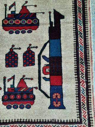 Handmade vintage rug afghan tribal balouchi war rug top tang kalashinkav 150×84 3