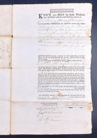 1788 Thomas McKean Declaration Of Independence Signer Pennsylvania Land Grant 5