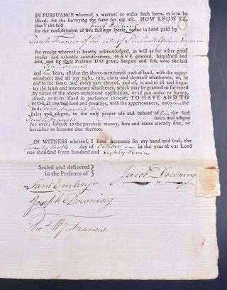 1788 Thomas McKean Declaration Of Independence Signer Pennsylvania Land Grant 6
