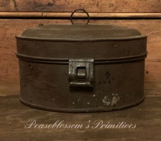 Primitive Antique Vintage Round Tin Spice Box Container Pantry Aafa