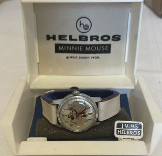 Vintage Helbros Minnie Mouse Unisex Watch - With Box And Paperwork