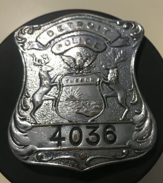 Vintage Obsolete Detroit Police Officer Badge Applied Numbers 4036