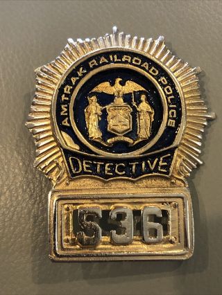 Obsolete Amtrak Railroad Railway Police Detective Badge 536 Pin 2.  75” Size