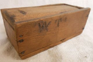 Small Square Nailed Primitive Slide Top Box With Provenance