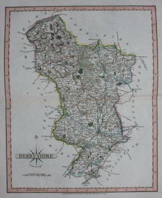 antique map DERBYSHIRE,  John Cary,  1809 2