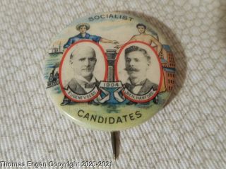 1904 Pinback Eugene V.  Debs & Ben Hanford Socialist Party Campaign Jugate Button