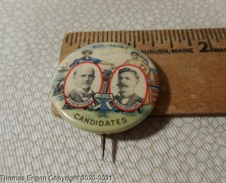 1904 Pinback Eugene V.  Debs & Ben Hanford Socialist Party Campaign Jugate Button 5