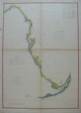 1852 Coast Survey Map Florida West Coast Keys Indian District Tampa Bay