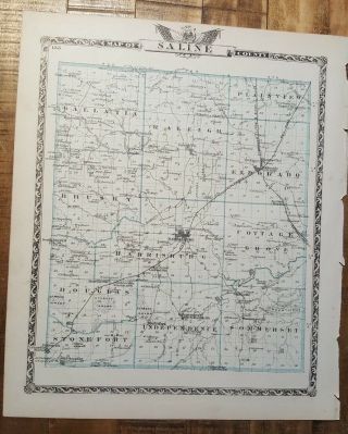 Antique Map - Saline County Illinois - Warner & Beers/union Atlas Co.  1876