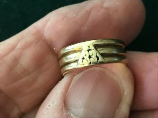Antique 14k Solid Yellow Gold 33rd Degree Scottish Rite Fluted Band Ring Sz 6