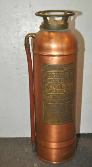 Antique A.  C.  Rowe & Son York,  Ny Security Brass & Copper Fire Extinguisher