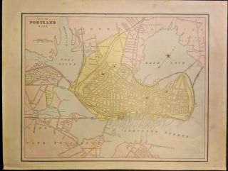 Rare 2 Sided Map Of The City Of Portland,  Maine & Montreal,  Canada 1892
