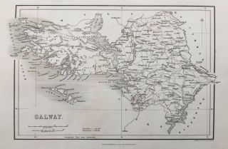 1841 Antique Map; County Of Galway,  Ireland