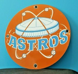 Vintage Astros Porcelain Houston Texas Major League Baseball Field Stadium Sign