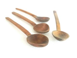 Antique Hand Carved Wooden Spoons,  Ladle Primitive Rustic Kitchen Utensils 20th