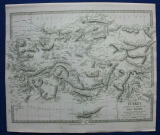 Turkey,  Asia Minor,  Cyprus,  Antique Map Sduk 1844