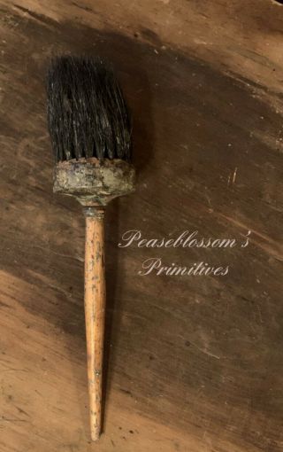 Antique Old Vintage Primitive Round Horse Hair Paint Brush Aafa