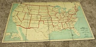 Antique 1928 Canvas Backed Folding Map - Industrial Map Of United States Thayers