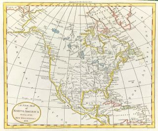 Map Of North America Discoveries By J C Russell & Arrowsmith C1791