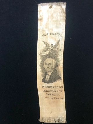 George Washington Benevolent Society Federalist Party Ribbon 1808 Columbia Co Ny