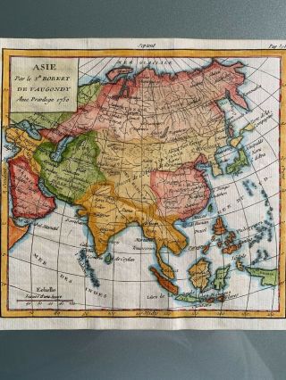 1750 Asie (asia) Antique Map By Robert De Vaugondy Colored With Cities